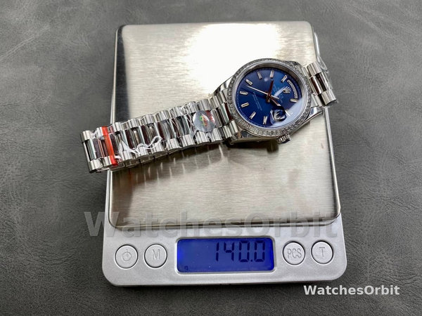Rolex Day Date 36mm Bright Blue Diamond-Set Dial Diamond-Set Bezel m128396tbr 0024