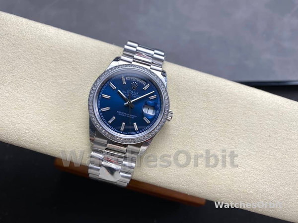 Rolex Day Date 36mm Bright Blue Diamond-Set Dial Diamond-Set Bezel m128396tbr 0024