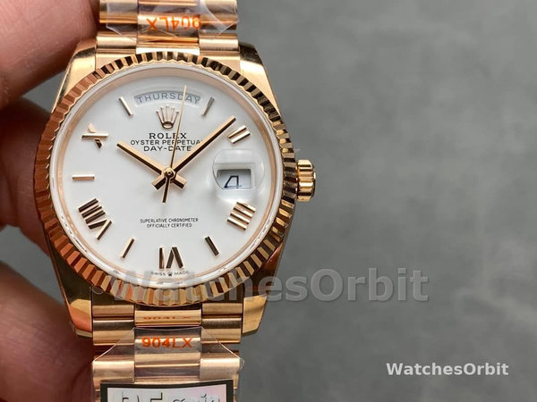Rolex Day Date 36mm Everose Gold 128235 0070 White Roman