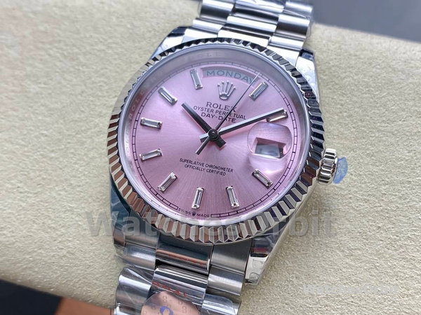 Rolex Day Date 36mm Pink Diamond-Set Dial Fluted Bezel President m128239 0071