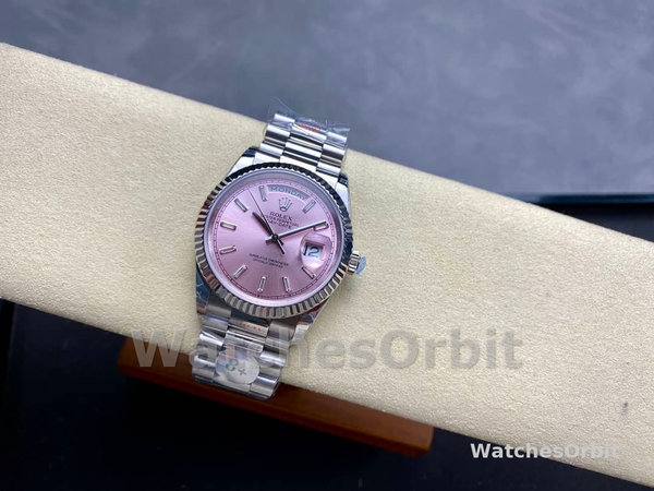 Rolex Day Date 36mm Pink Diamond-Set Dial Fluted Bezel President m128239 0071