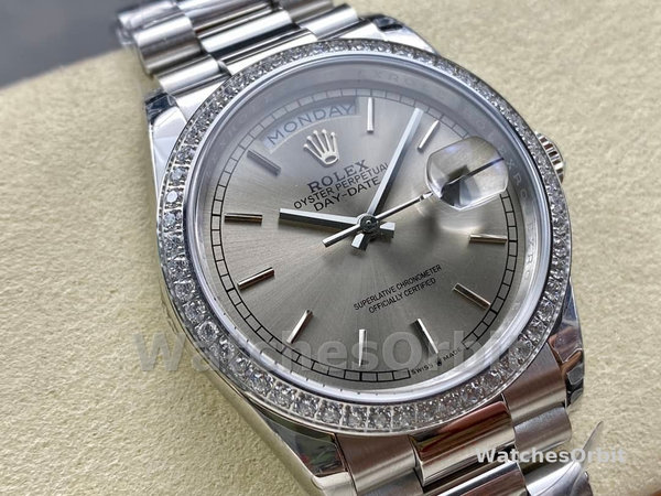 Rolex Day Date 36mm Platinum and Diamonds Bezel 128396tbr 0004