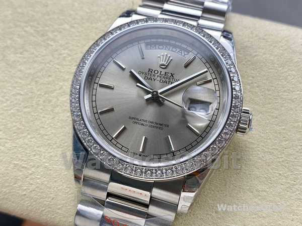 Rolex Day Date 36mm Platinum and Diamonds Bezel 128396tbr 0004