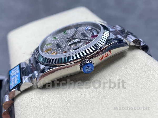 Rolex Day Date 36mm White Gold 128239 0016 Pave Rainbow Diamond Dial