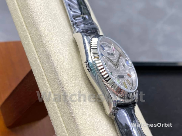 Rolex Day Date 36mm White Gold 128349RBR 0006 Pave Rainbow