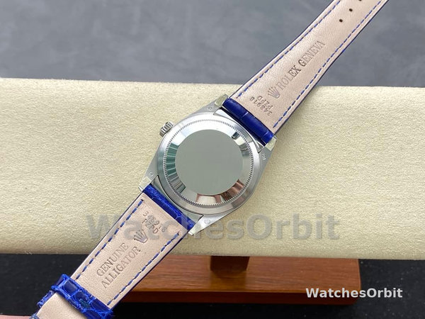 Rolex Day Date 36mm White Gold Fluted Bezel 118139 0004 Blue Index