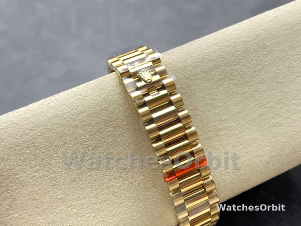 Rolex Day Date 36mm Yellow Gold 128348RBR 0030 Pave Rainbow Diamonds Sapphires Dial