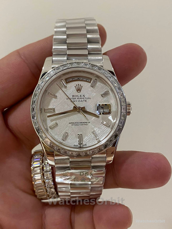 Rolex Day-Date 40 Platinum Meteorite Diamond Dial M228396TBR 0027 Men's Watch
