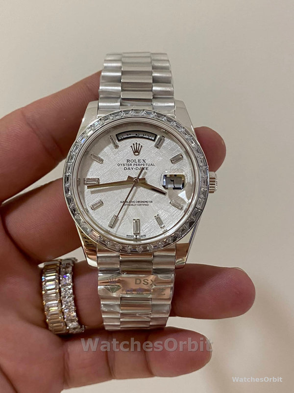 Rolex Day-Date 40 Platinum Meteorite Diamond Dial M228396TBR 0027 Men's Watch