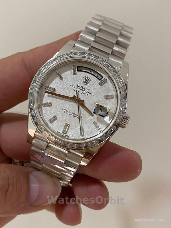 Rolex Day-Date 40 Platinum Meteorite Diamond Dial M228396TBR 0027 Men's Watch