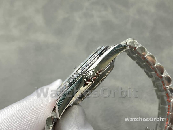 Rolex Day Date 40 Platinum Olive Green Dial Diamond Bezel M228396TBR 0020 Replica Watch