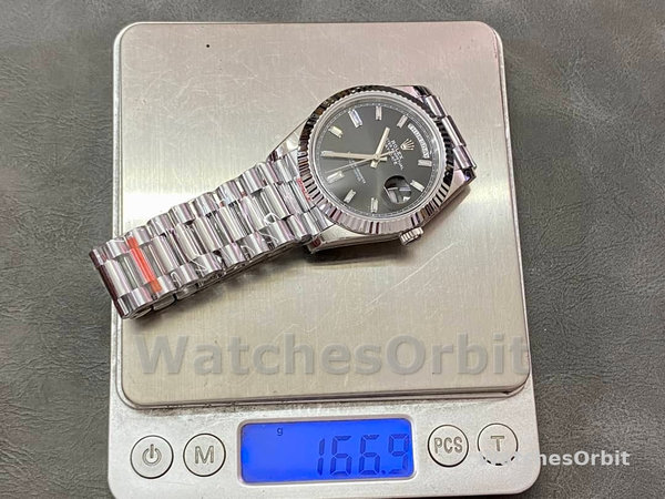 Rolex Day-Date 40mm 228239 0005 Black Diamond Dial Fluted Bezel Mens Replica Watch