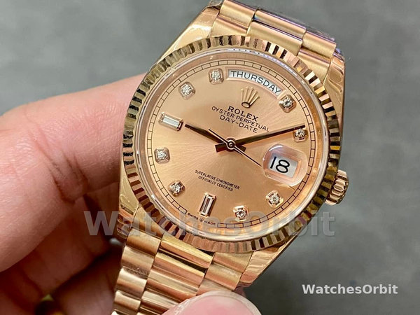 Rolex Day-Date m128235 0009 Everose Gold Pink Rose Dial 36MM Unisex Replica Watch