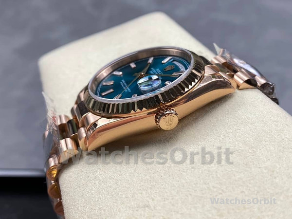 Rolex Day Date Oyster 36 mm Everose Gold Blue Green Dial M128235 0085