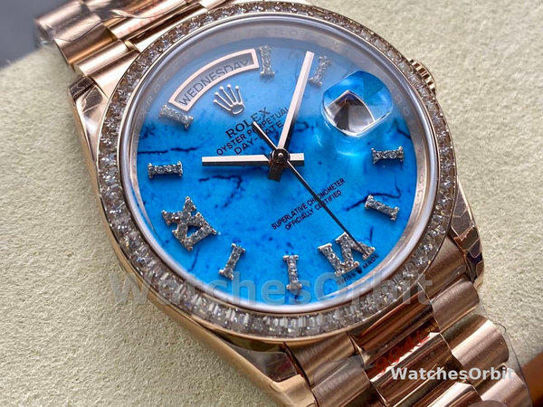 Rolex Day Date Oyster 36 mm Everose Gold Diamonds Bezel M128345RBR 0068