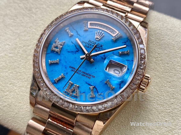 Rolex Day Date Oyster 36 mm Everose Gold Diamonds Bezel M128345RBR 0068
