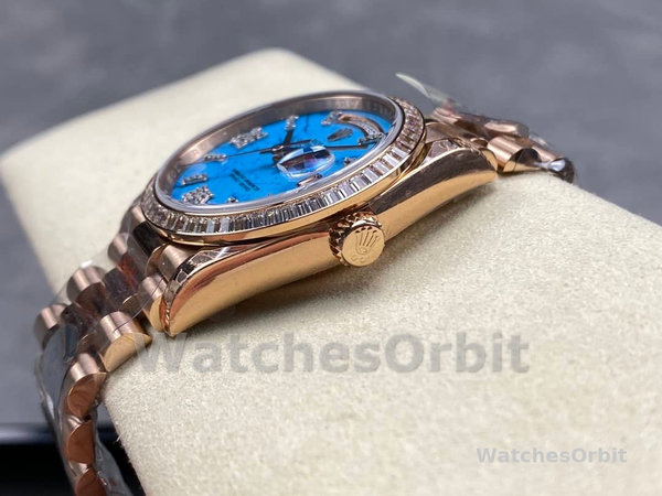 Rolex Day Date Oyster 36 mm Everose Gold Diamonds Bezel M128345RBR 0068