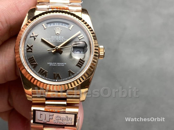 Rolex Day Date Rose Gold Slate Diamond Dial President Bracelet M128235 0050