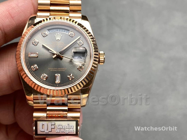 Rolex Day Date Rose Gold Slate Diamond Dial President Bracelet M128235 0050