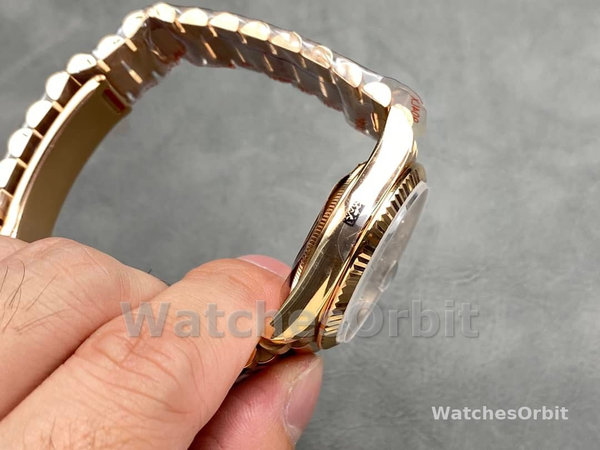 Rolex Day Date Rose Gold Slate Diamond Dial President Bracelet M128235 0050