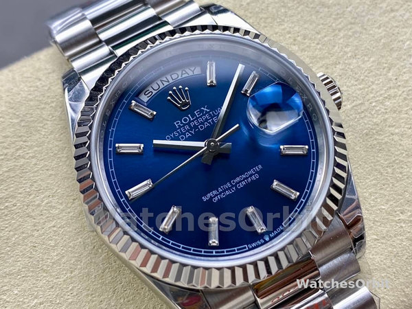 Rolex Day Date White Gold 36 Blue Diamond Dial m128239 0069