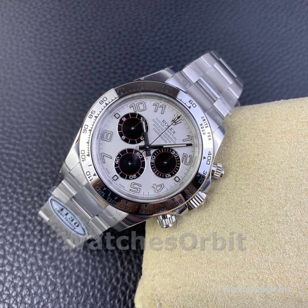 Rolex Cosmograph Daytona 116509 White Arabic Dial White Gold 40MM Mens Replica Watch