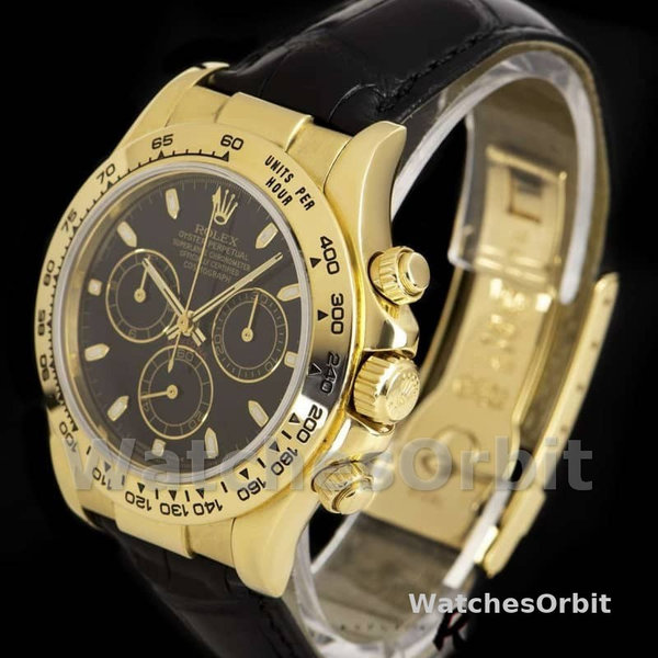 Rolex Cosmograph Daytona 116518 Black Leather Strap 40MM Mens Replica Watch