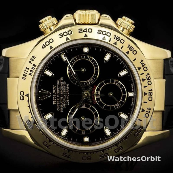 Rolex Cosmograph Daytona 116518 Black Leather Strap 40MM Mens Replica Watch