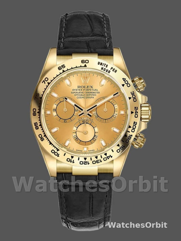 Rolex Cosmograph Daytona 116518 Champagne Dial Yellow Gold Bezel 40mm Mens Replica Watch