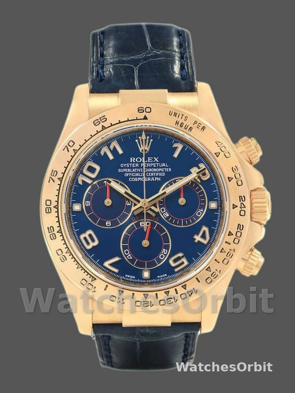 Rolex Cosmograph Daytona 116518 Leather strap Blue Dial 40mm Mens Replica Watch