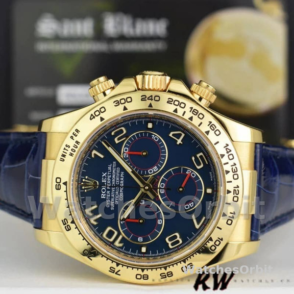 Rolex Cosmograph Daytona 116518 Leather strap Blue Dial 40mm Mens Replica Watch