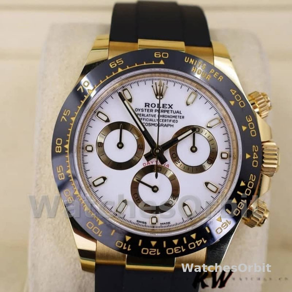 Rolex Cosmograph Daytona 116518LN White Dial Black Rubber Strap 40mm Mens Replica Watch
