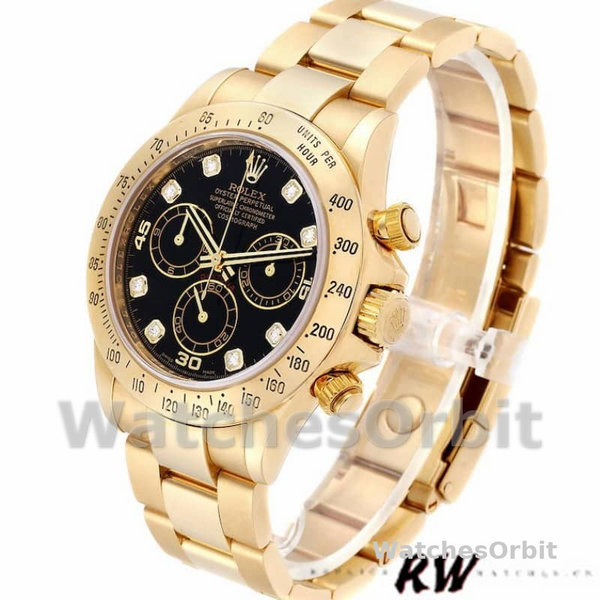 Rolex Cosmograph Daytona 116528 Black Diamond Dial 40MM Mens Replica Watch