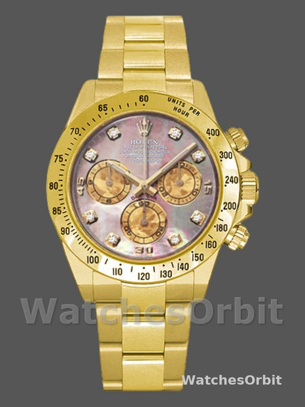 Rolex Cosmograph Daytona 116528 Black MOP Diamond Dial 40MM Mens Replica Watch