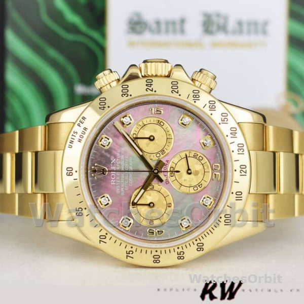 Rolex Cosmograph Daytona 116528 Black MOP Diamond Dial 40MM Mens Replica Watch