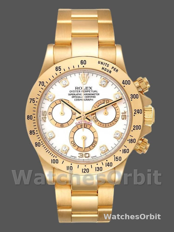 Rolex Cosmograph Daytona 116528 White Diamond Dial 40MM Mens Replica Watch