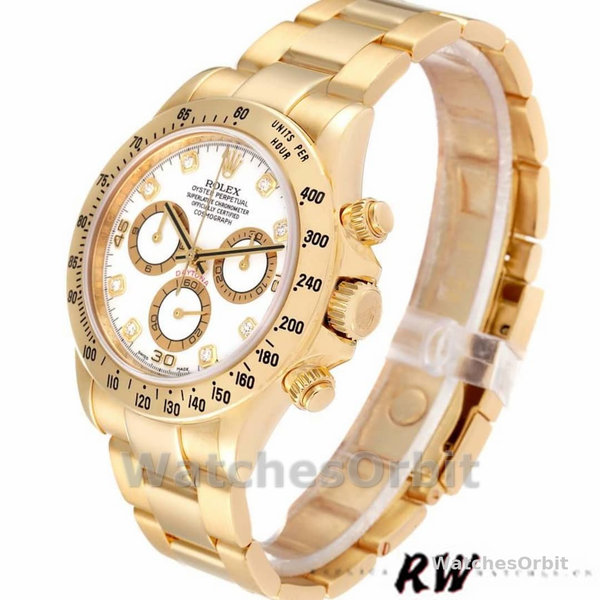 Rolex Cosmograph Daytona 116528 White Diamond Dial 40MM Mens Replica Watch