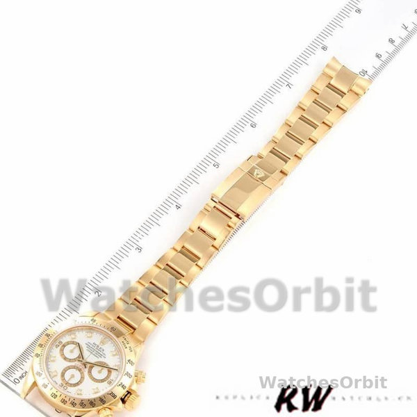 Rolex Cosmograph Daytona 116528 White Diamond Dial 40MM Mens Replica Watch