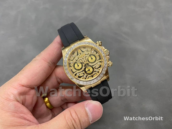 Rolex Cosmograph Daytona 116588 Yellow Gold Black Rubber Strap 40mm Mens Replica Watch