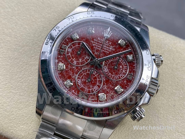 Rolex Cosmograph Daytona 40MM White Gold Rare Rubellite Dial 116509 Men's Watch