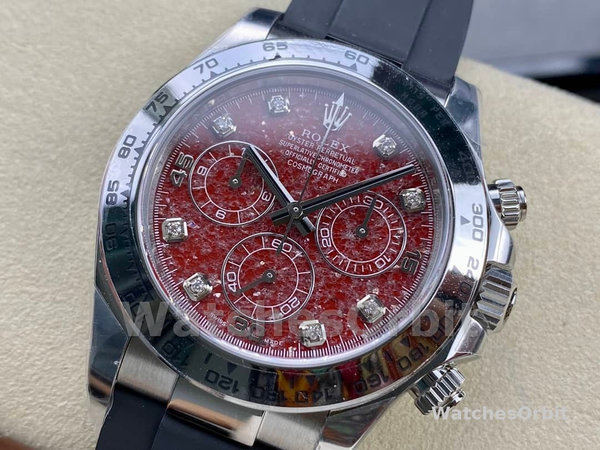 Rolex Cosmograph Daytona 40MM White Gold Rare Rubellite Dial 116509 Rubber Strap