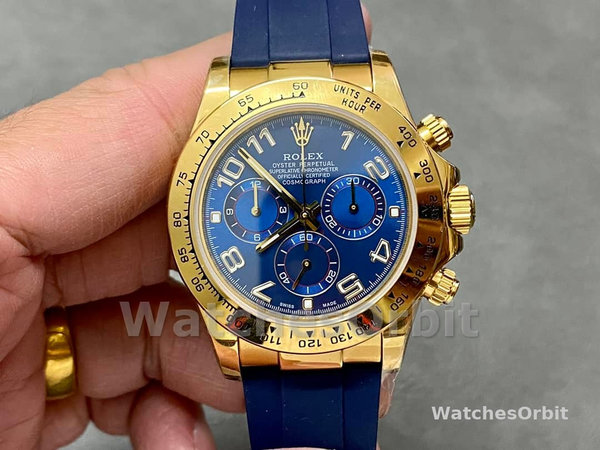 Rolex Cosmograph Daytona Yellow Gold Case Blue Dial 116518 Men's Watch