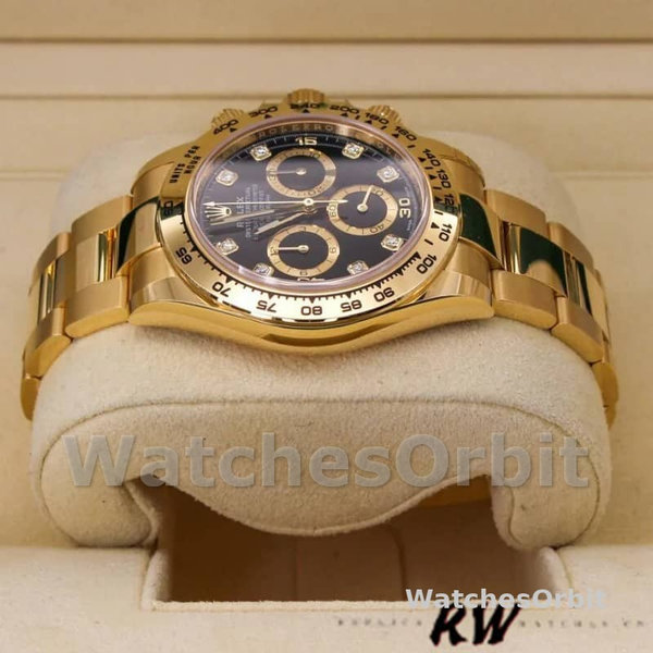 Rolex Daytona 116508 Yellow Gold Black Diamond Dial 40MM Mens Replica Watch