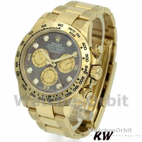 Rolex Daytona 116508 Yellow Gold Black Mother Of Pearl Dial 40MM Mens Replica Watch