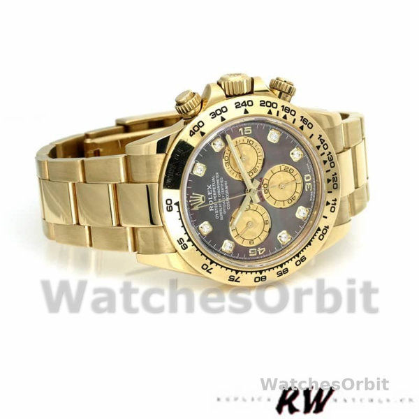 Rolex Daytona 116508 Yellow Gold Black Mother Of Pearl Dial 40MM Mens Replica Watch
