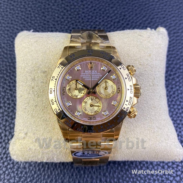 Rolex Daytona 116508 Yellow Gold Black Mother Of Pearl Dial 40MM Mens Replica Watch
