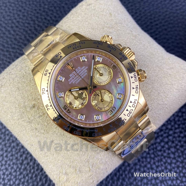 Rolex Daytona 116508 Yellow Gold Black Mother Of Pearl Dial 40MM Mens Replica Watch