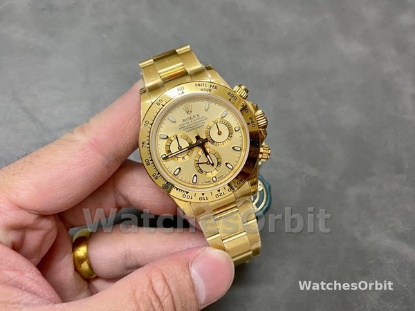 Rolex Daytona 116508 Yellow Gold Champagne Index Dial 40MM Mens Replica Watch