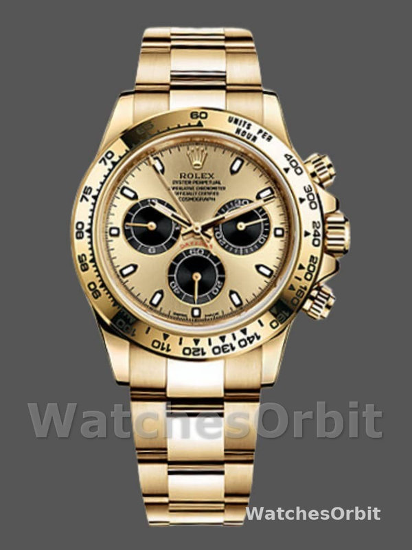 Rolex Daytona 116508 Yellow Gold Champagne Index Dial 40MM Mens Replica Watch