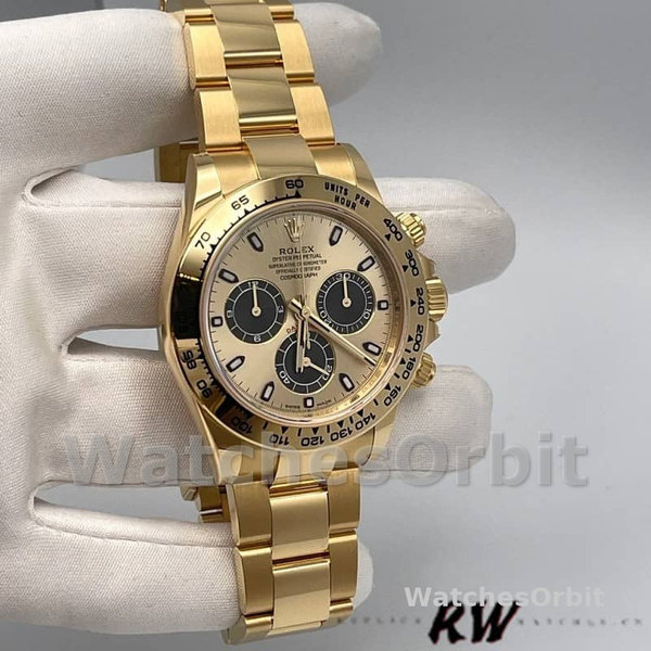 Rolex Daytona 116508 Yellow Gold Champagne Index Dial 40MM Mens Replica Watch